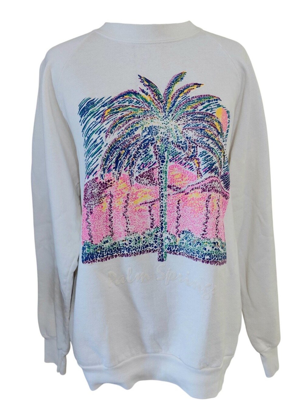 Vintage QT Palm Springs Retro 80s Crewneck Pullover Sweatshirt